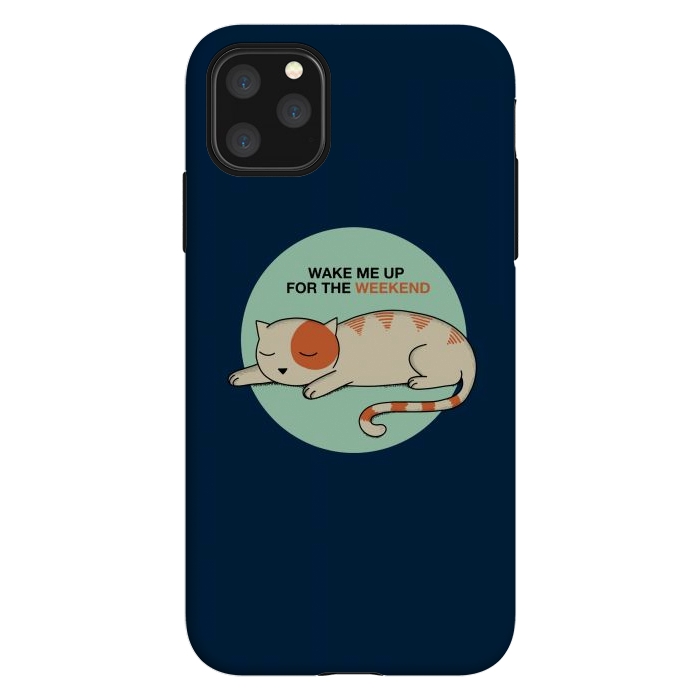 iPhone 11 Pro Max StrongFit Cat wake me up blue by Coffee Man