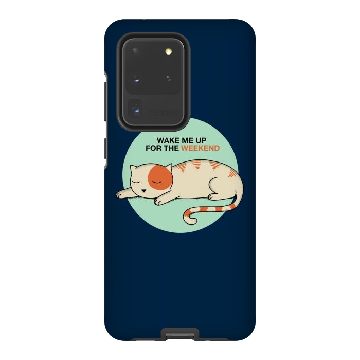 Galaxy S20 Ultra StrongFit Cat wake me up blue by Coffee Man