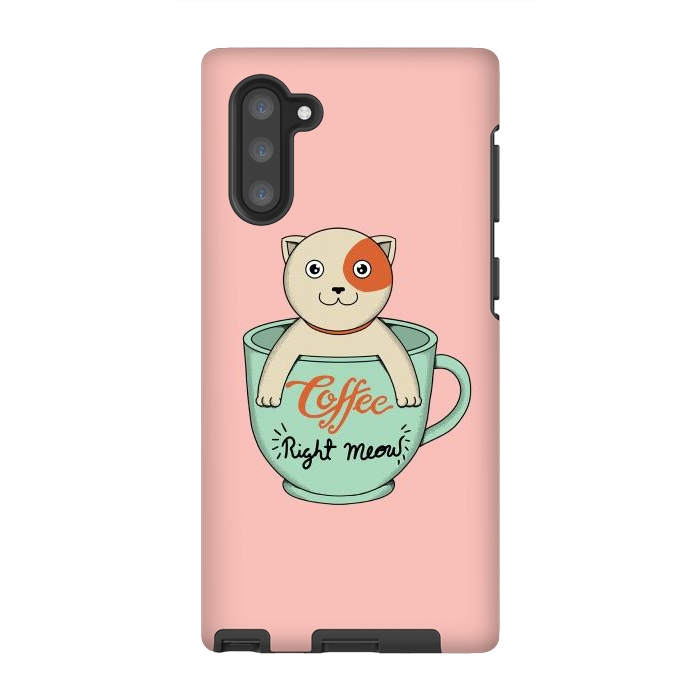 Galaxy Note 10 StrongFit Coffee right meow pink by Coffee Man