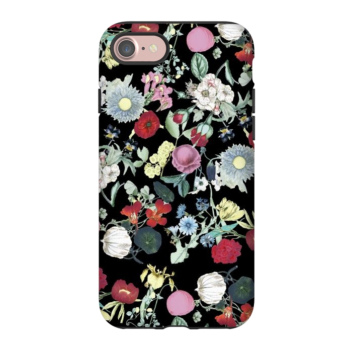 iPhone 7 StrongFit Elegant botanical flowers on black background by Oana 