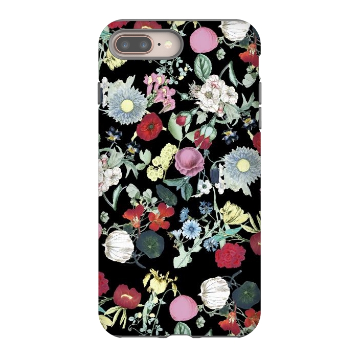 iPhone 7 plus StrongFit Elegant botanical flowers on black background by Oana 
