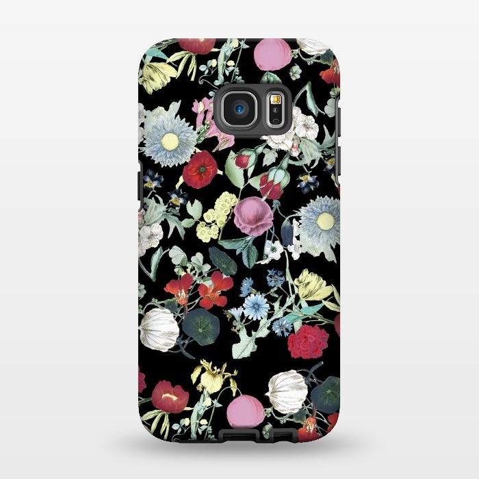 Galaxy S7 EDGE StrongFit Elegant botanical flowers on black background by Oana 