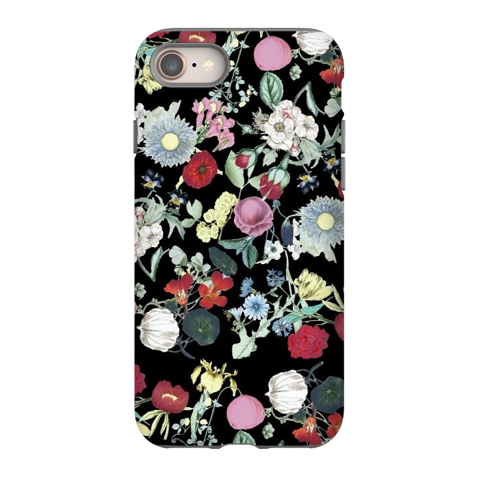 iPhone 8 StrongFit Elegant botanical flowers on black background by Oana 