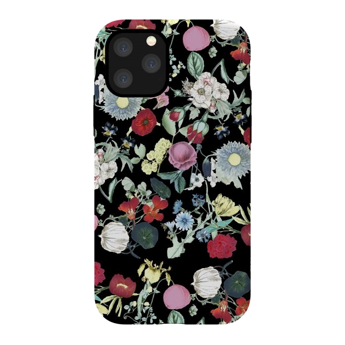 iPhone 11 Pro StrongFit Elegant botanical flowers on black background by Oana 