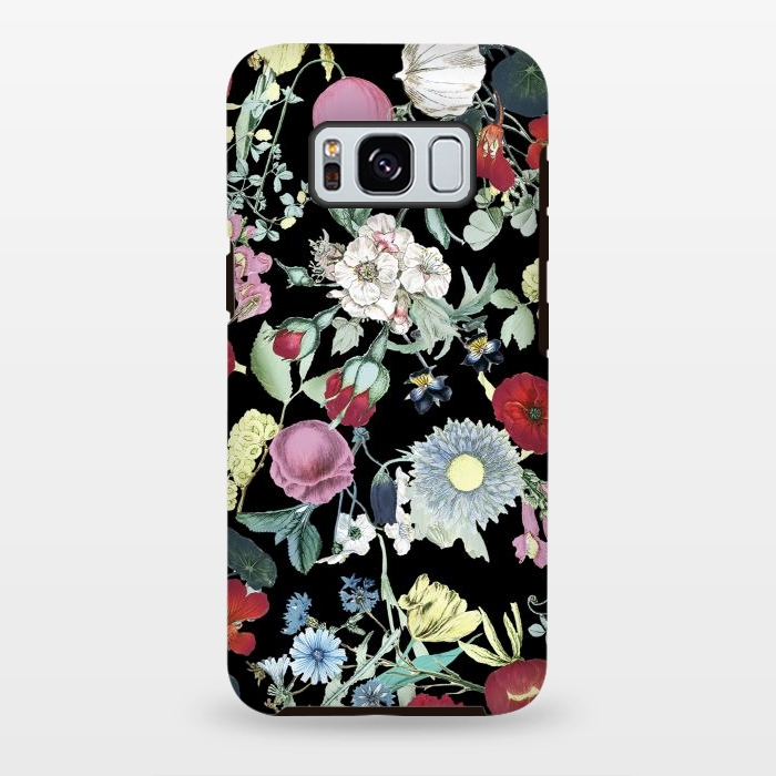 Galaxy S8 plus StrongFit Vintage flower garden - rich colors on black by Oana 