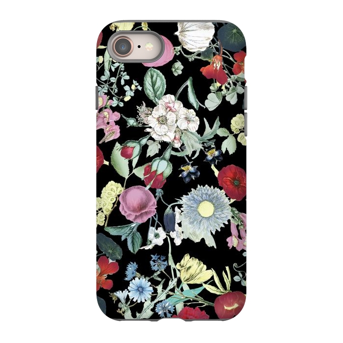 iPhone SE StrongFit Vintage flower garden - rich colors on black by Oana 
