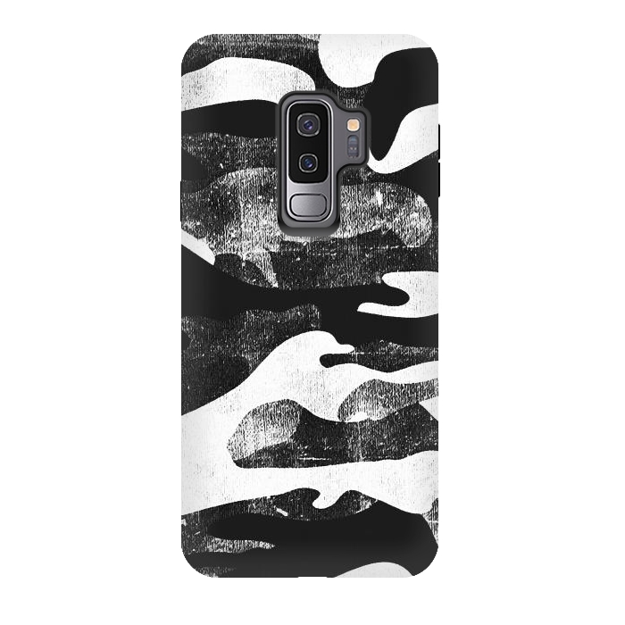 Galaxy S9 plus StrongFit Textured grunge monochrome camouflage by Oana 