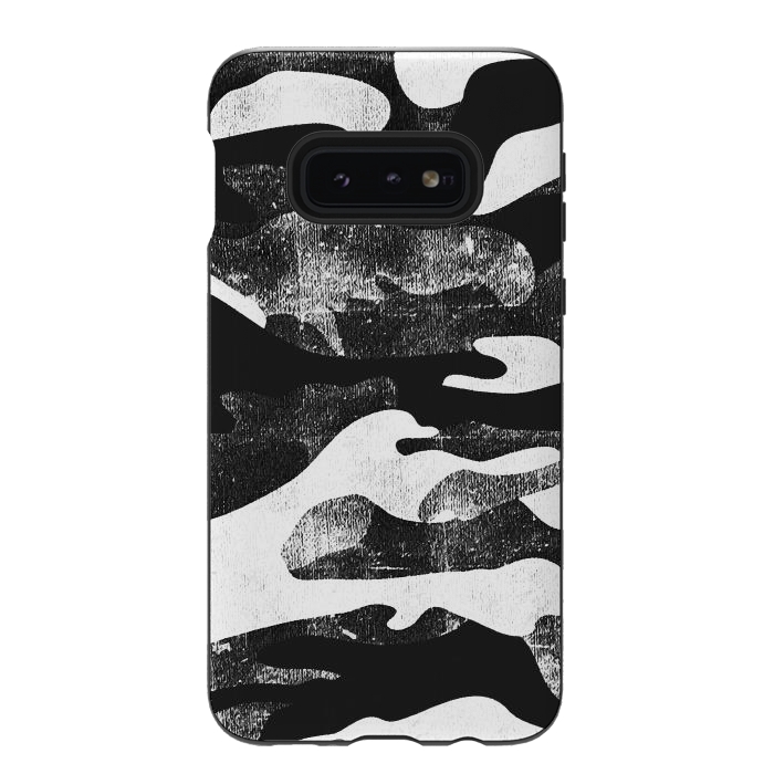 Galaxy S10e StrongFit Textured grunge monochrome camouflage by Oana 