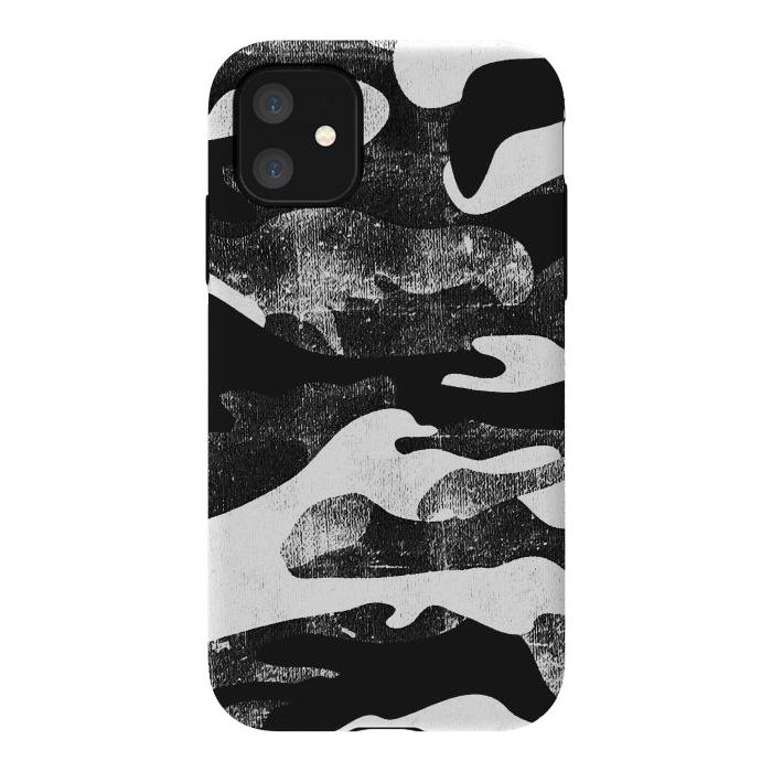 iPhone 11 StrongFit Textured grunge monochrome camouflage by Oana 