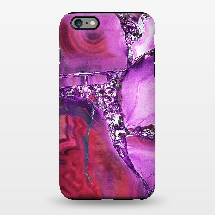 iPhone 6/6s plus StrongFit Vibrant red pink geode and rhinestones by Oana 