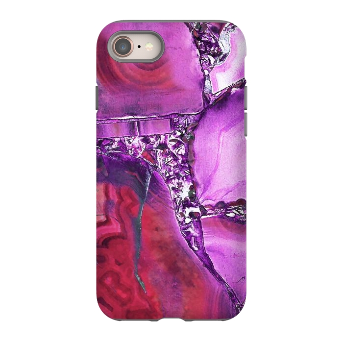 iPhone 8 StrongFit Vibrant red pink geode and rhinestones by Oana 
