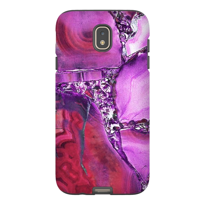 Galaxy J7 StrongFit Vibrant red pink geode and rhinestones by Oana 