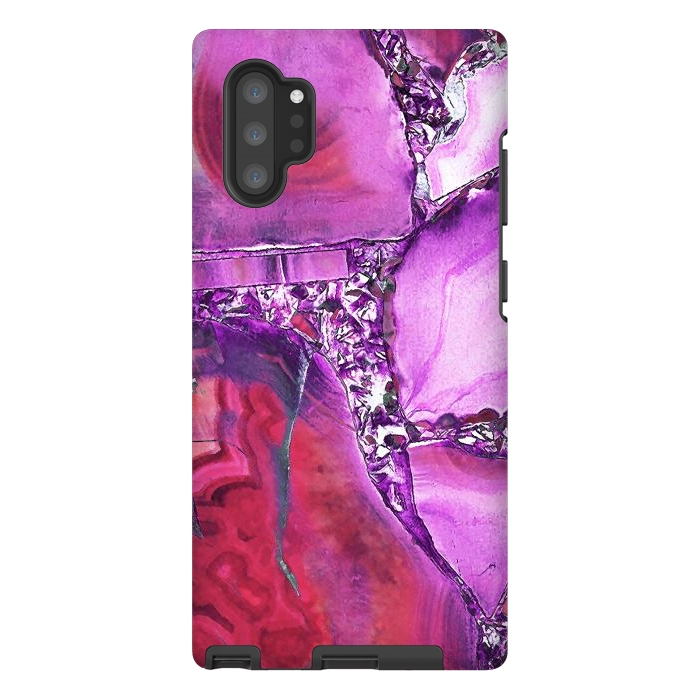 Galaxy Note 10 plus StrongFit Vibrant red pink geode and rhinestones by Oana 