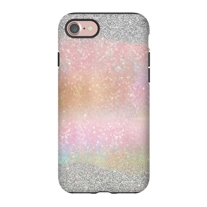 iPhone 7 StrongFit Elegant Silver Gold strokes rainbow glow Glitter abstract image by InovArts