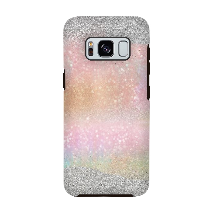 Galaxy S8 StrongFit Elegant Silver Gold strokes rainbow glow Glitter abstract image by InovArts