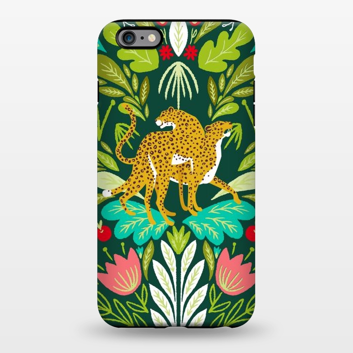 iPhone 6/6s plus StrongFit "Cheetah Couple Illustration, Wild Cat Jungle Nature, Mandala Painting, Wildlife Tropical Tiger" by Uma Prabhakar Gokhale