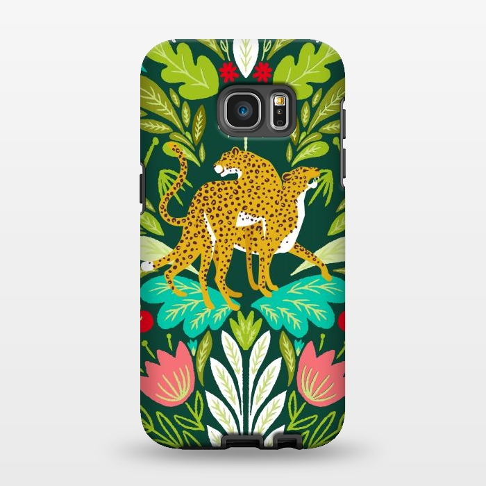 Galaxy S7 EDGE StrongFit "Cheetah Couple Illustration, Wild Cat Jungle Nature, Mandala Painting, Wildlife Tropical Tiger" by Uma Prabhakar Gokhale
