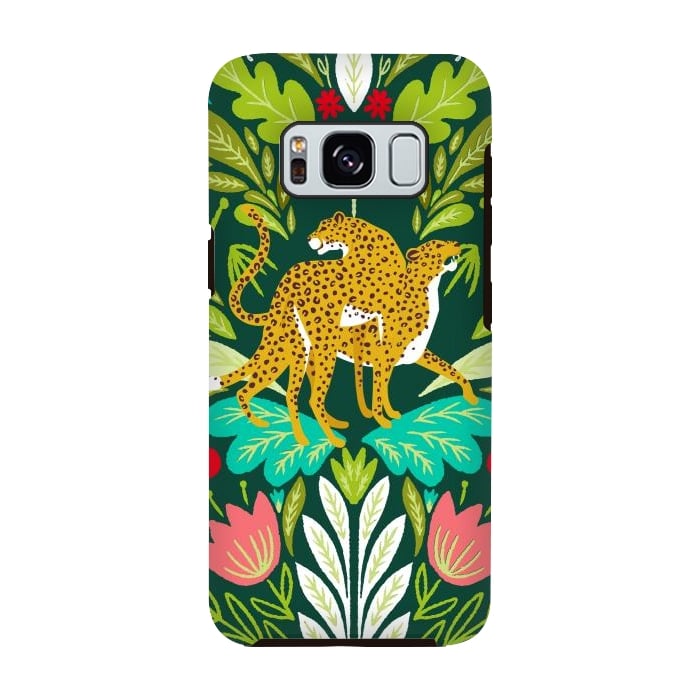 Galaxy S8 StrongFit "Cheetah Couple Illustration, Wild Cat Jungle Nature, Mandala Painting, Wildlife Tropical Tiger" by Uma Prabhakar Gokhale