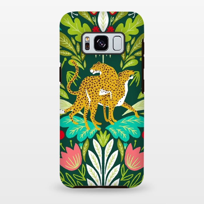 Galaxy S8 plus StrongFit "Cheetah Couple Illustration, Wild Cat Jungle Nature, Mandala Painting, Wildlife Tropical Tiger" by Uma Prabhakar Gokhale