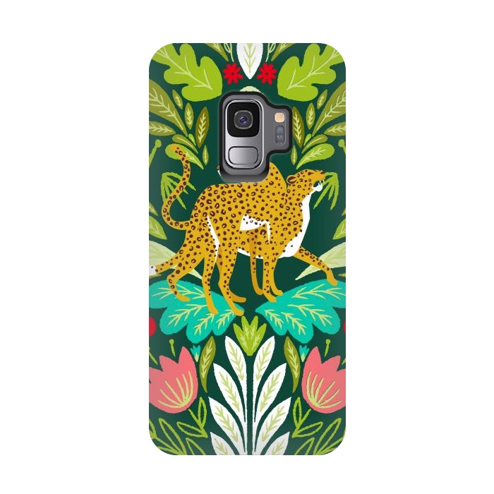 Galaxy S9 StrongFit "Cheetah Couple Illustration, Wild Cat Jungle Nature, Mandala Painting, Wildlife Tropical Tiger" by Uma Prabhakar Gokhale