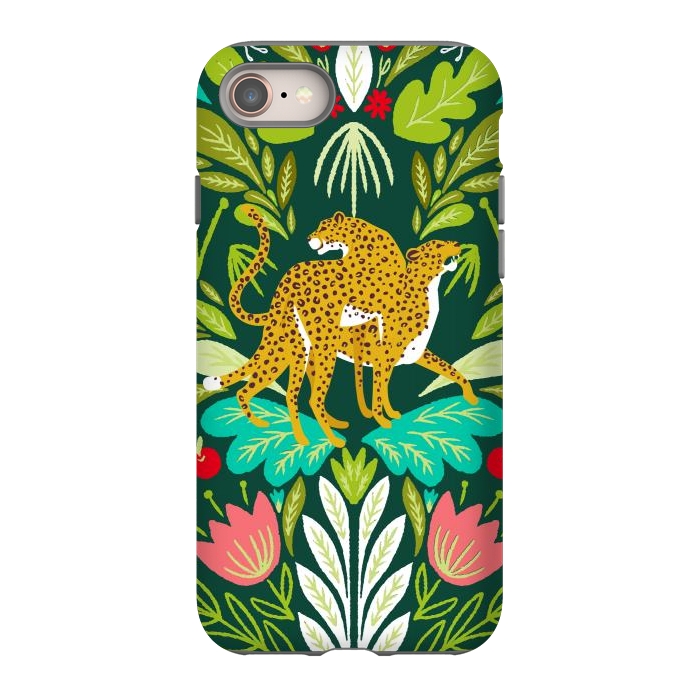 iPhone 8 StrongFit "Cheetah Couple Illustration, Wild Cat Jungle Nature, Mandala Painting, Wildlife Tropical Tiger" by Uma Prabhakar Gokhale