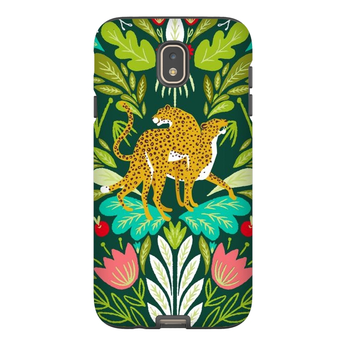 Galaxy J7 StrongFit "Cheetah Couple Illustration, Wild Cat Jungle Nature, Mandala Painting, Wildlife Tropical Tiger" by Uma Prabhakar Gokhale