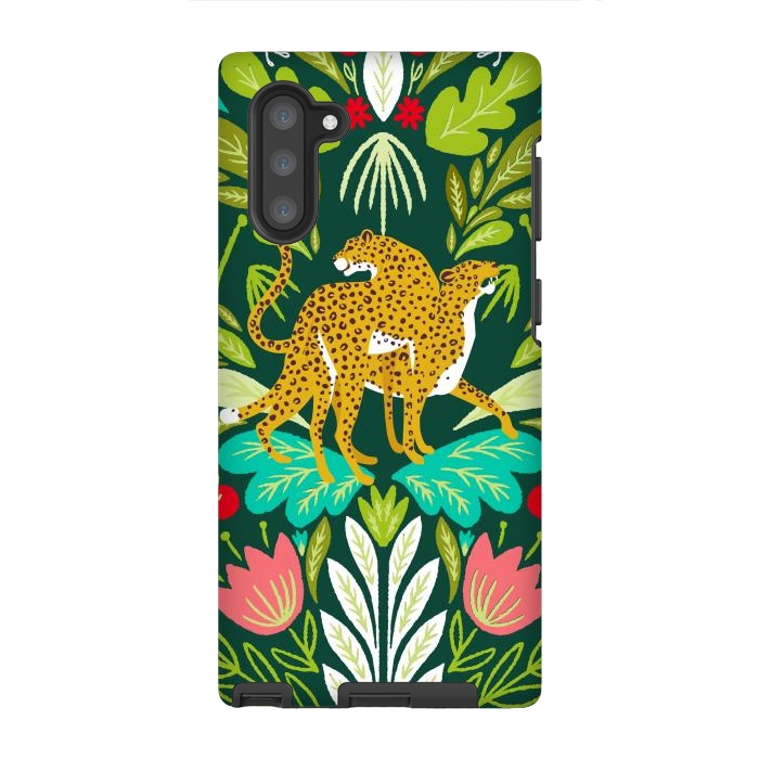Galaxy Note 10 StrongFit "Cheetah Couple Illustration, Wild Cat Jungle Nature, Mandala Painting, Wildlife Tropical Tiger" by Uma Prabhakar Gokhale