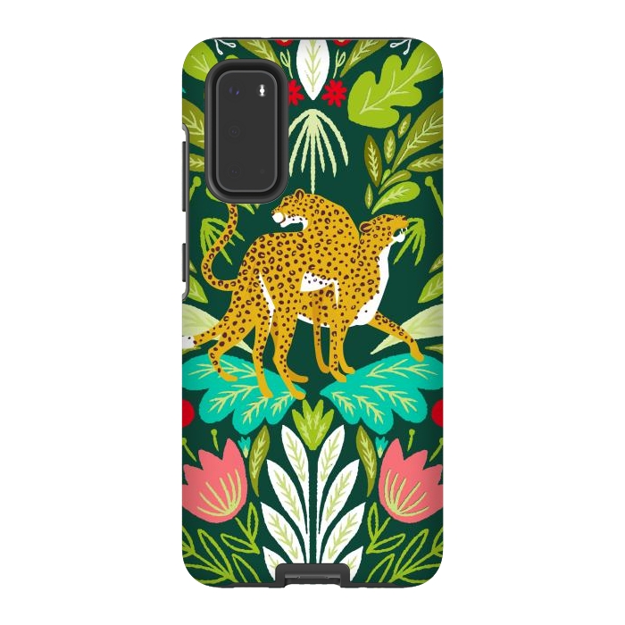 Galaxy S20 StrongFit "Cheetah Couple Illustration, Wild Cat Jungle Nature, Mandala Painting, Wildlife Tropical Tiger" by Uma Prabhakar Gokhale