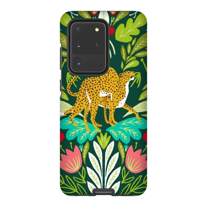 Galaxy S20 Ultra StrongFit "Cheetah Couple Illustration, Wild Cat Jungle Nature, Mandala Painting, Wildlife Tropical Tiger" by Uma Prabhakar Gokhale