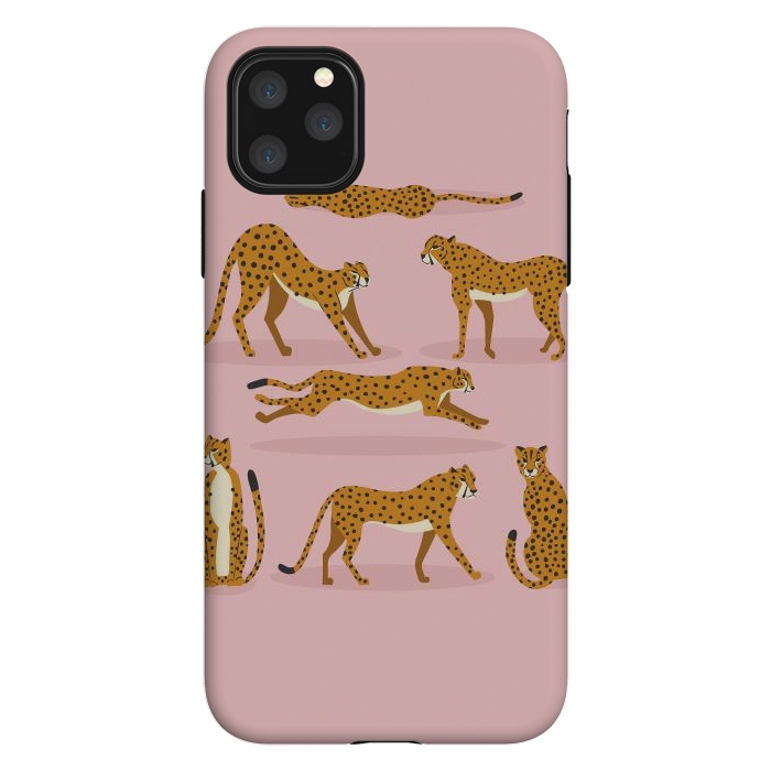 iPhone 11 Pro Max StrongFit Cheetahs on pink  by Jelena Obradovic