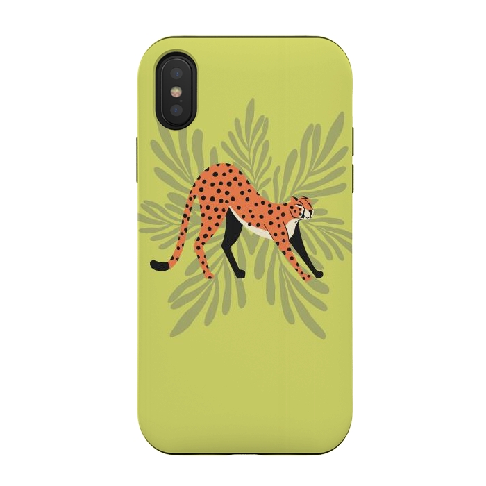 iPhone Xs / X StrongFit Cheetah stretching mint by Jelena Obradovic