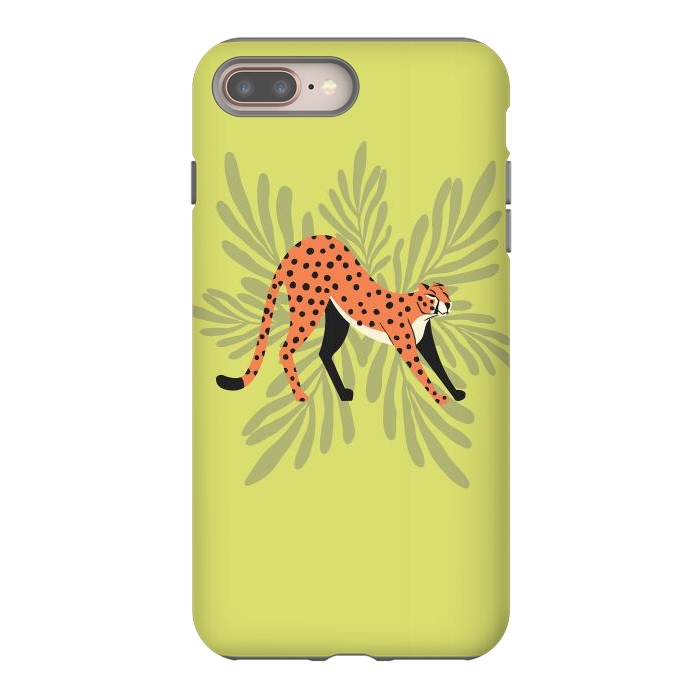 iPhone 8 plus StrongFit Cheetah stretching mint by Jelena Obradovic
