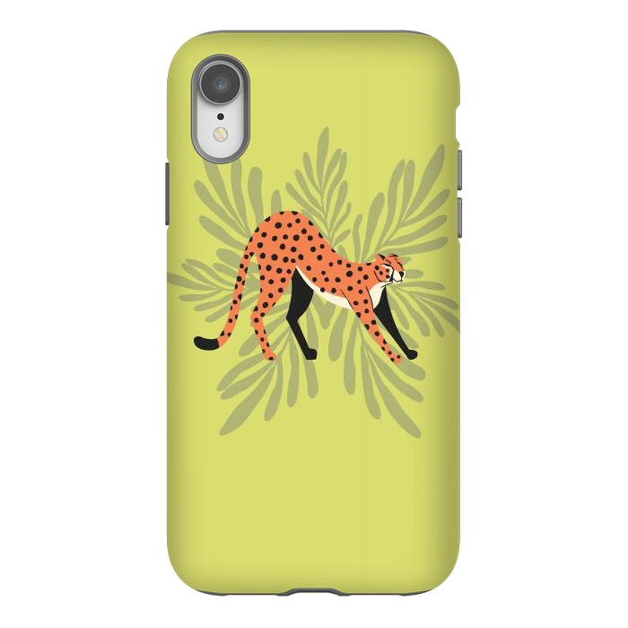 iPhone Xr StrongFit Cheetah stretching mint by Jelena Obradovic