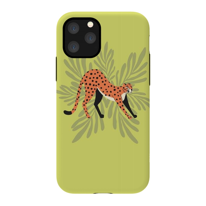 iPhone 11 Pro StrongFit Cheetah stretching mint by Jelena Obradovic