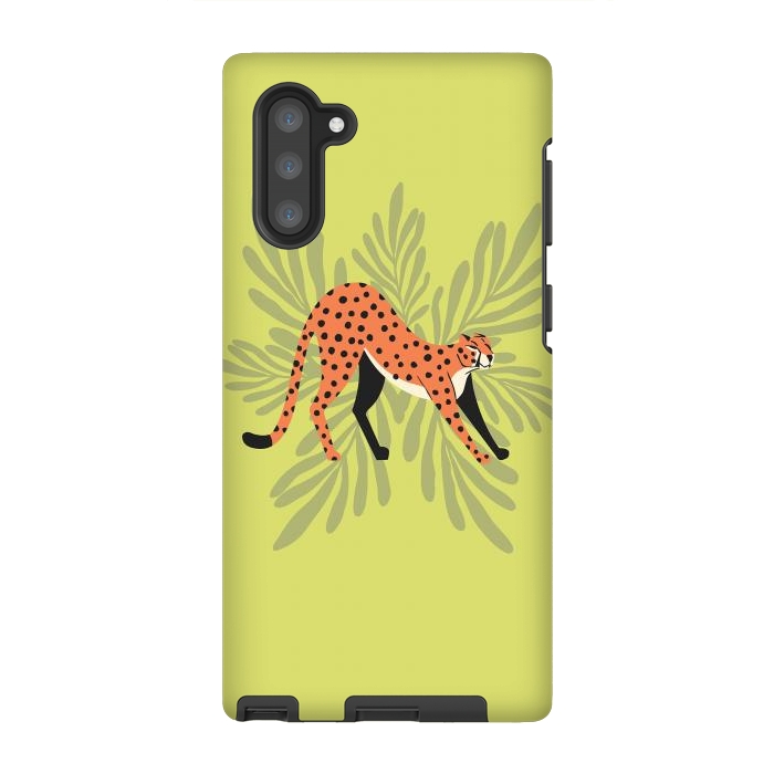 Galaxy Note 10 StrongFit Cheetah stretching mint by Jelena Obradovic