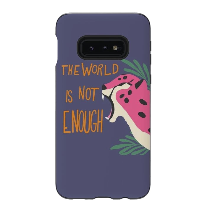 Galaxy S10e StrongFit Cheetah - the world is not enough, purple by Jelena Obradovic