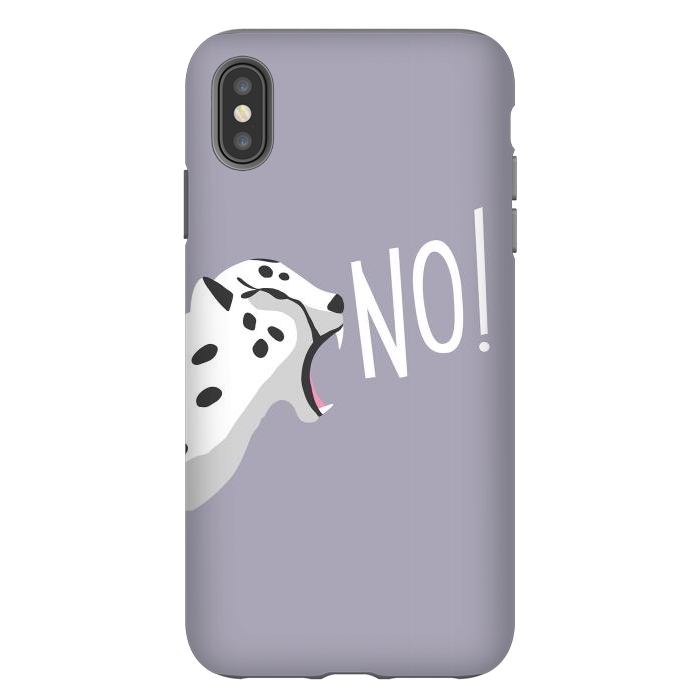 iPhone Xs Max StrongFit Cheetah roaring NO, purple by Jelena Obradovic