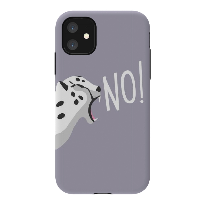 iPhone 11 StrongFit Cheetah roaring NO, purple by Jelena Obradovic