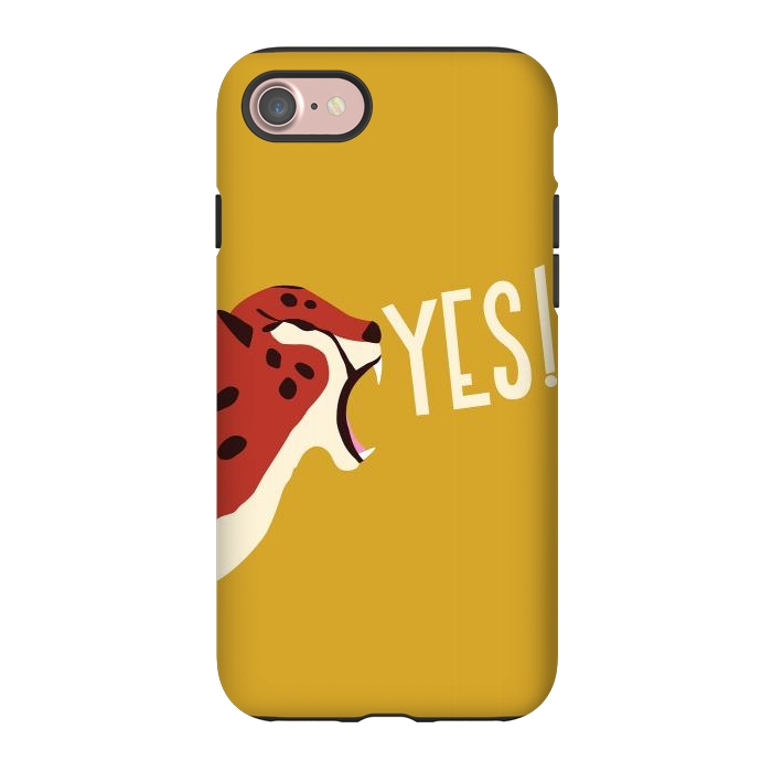 iPhone 7 StrongFit Cheetah roaring YES, mustard by Jelena Obradovic