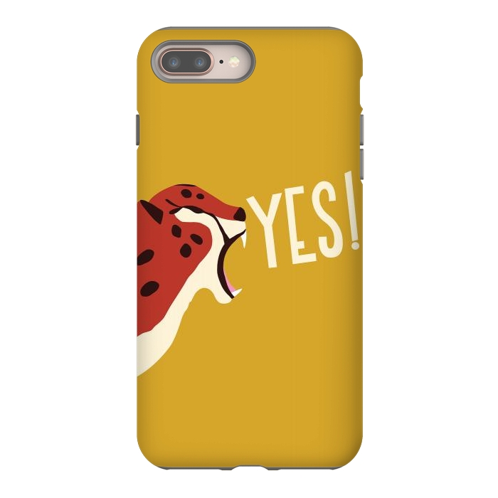 iPhone 7 plus StrongFit Cheetah roaring YES, mustard by Jelena Obradovic