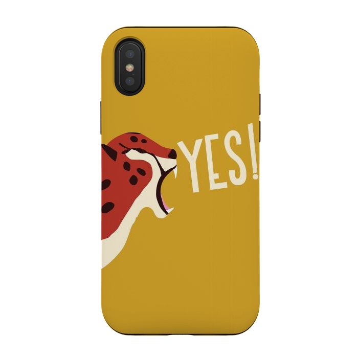 iPhone Xs / X StrongFit Cheetah roaring YES, mustard by Jelena Obradovic