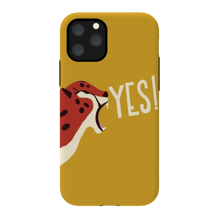 iPhone 11 Pro StrongFit Cheetah roaring YES, mustard by Jelena Obradovic