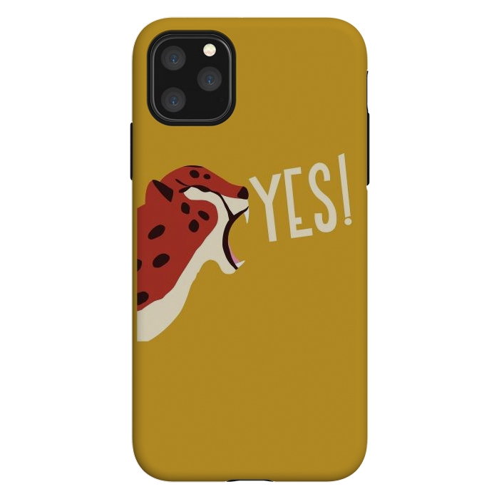 iPhone 11 Pro Max StrongFit Cheetah roaring YES, mustard by Jelena Obradovic