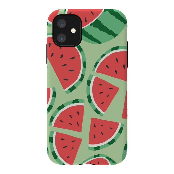 iPhone 11 StrongFit Watermelon pattern 01 by Jelena Obradovic