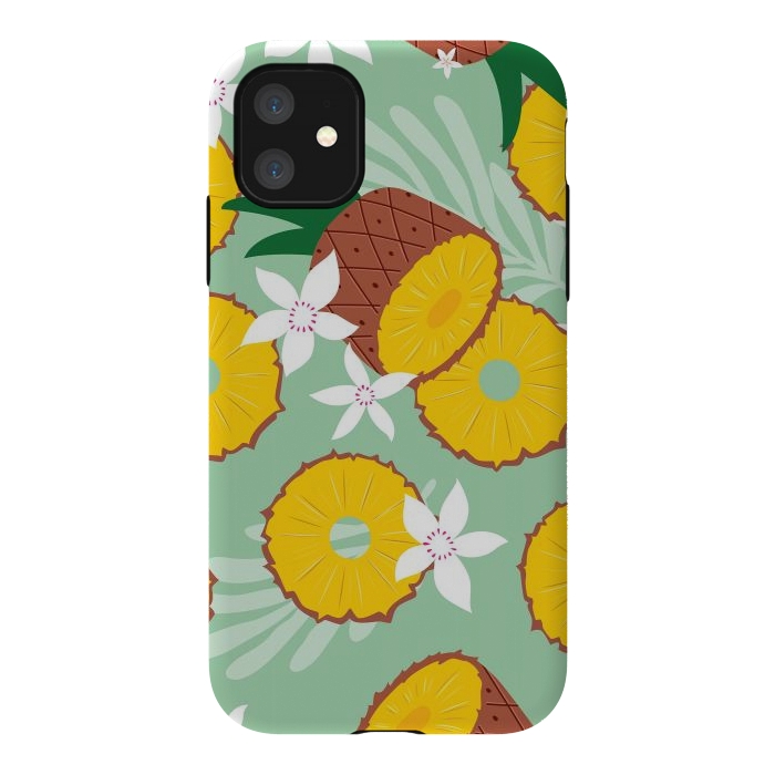 iPhone 11 StrongFit Pineapple pattern 02 by Jelena Obradovic