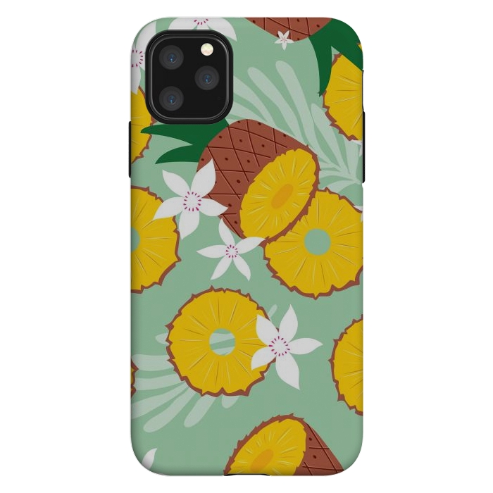 iPhone 11 Pro Max StrongFit Pineapple pattern 02 by Jelena Obradovic