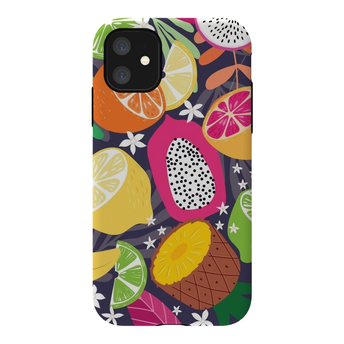 iPhone 11 StrongFit Tropical fruit pattern 01 by Jelena Obradovic