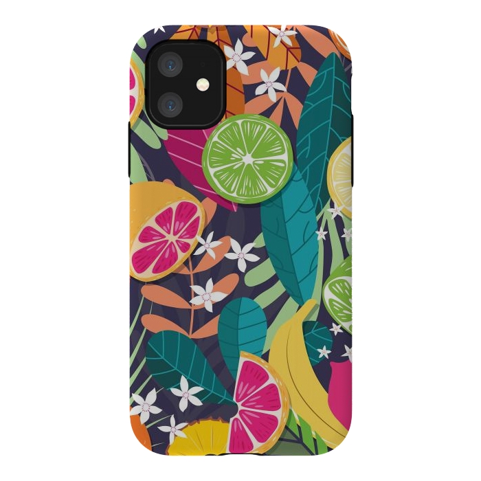 iPhone 11 StrongFit Tropical fruit pattern 03 by Jelena Obradovic