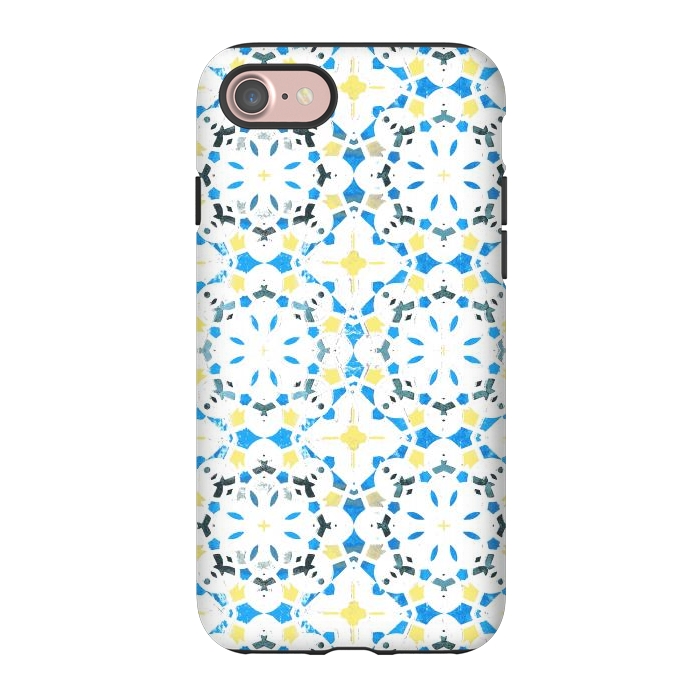iPhone 7 StrongFit Vibrant blue yellow Moroccan tiles by Oana 