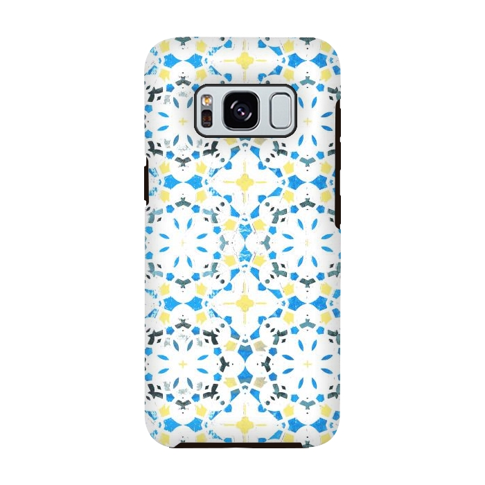 Galaxy S8 StrongFit Vibrant blue yellow Moroccan tiles by Oana 